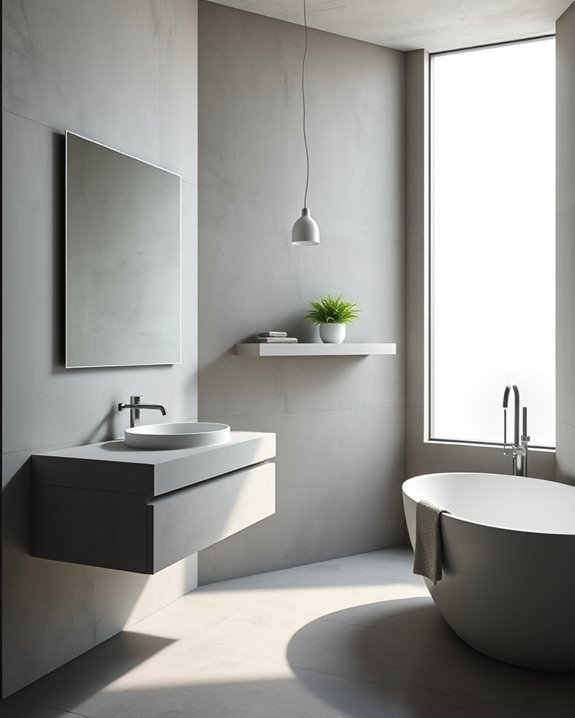 modern floating concrete shelves