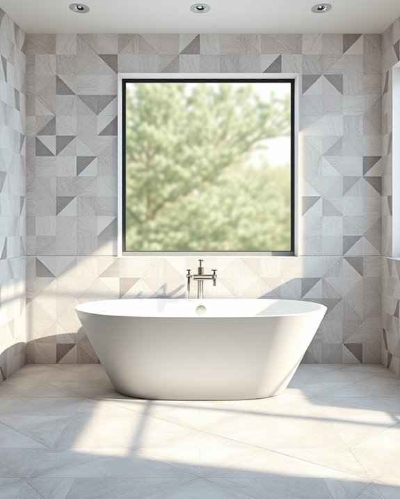 modern geometric bathtub tiles