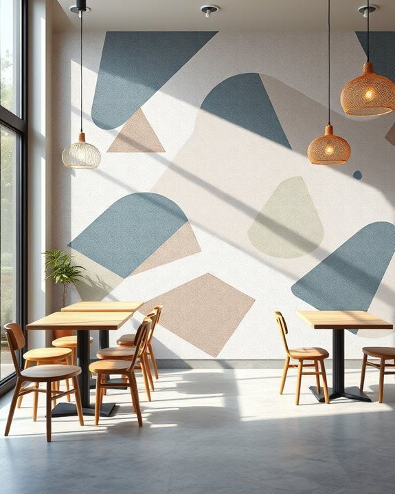 modern geometric cafe ambiance