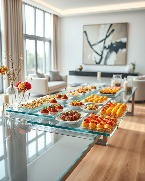 modern glass buffet displays