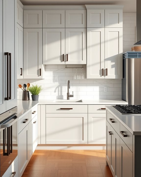 modern gray cabinets contrast