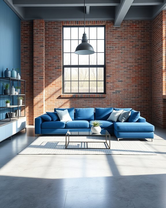 modern industrial blue decor