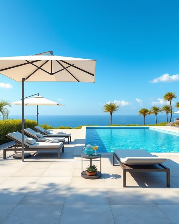 modern poolside lounge retreat