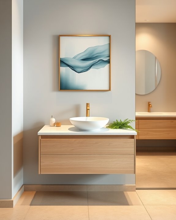 modern vanity with art