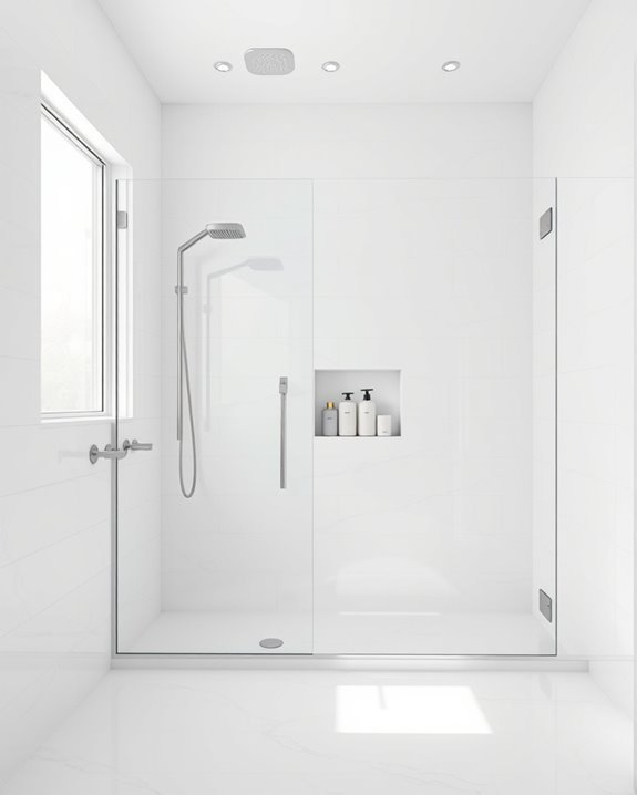 monochromatic bathroom shower design