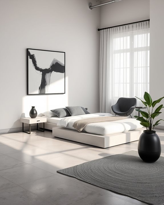 monochromatic bedroom tranquility enhancement