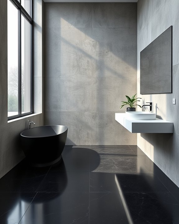 monochromatic concrete bathroom design