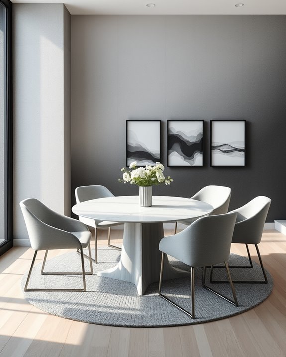 monochromatic dining area design