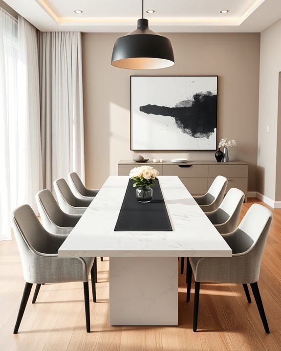 monochromatic dining room elegance