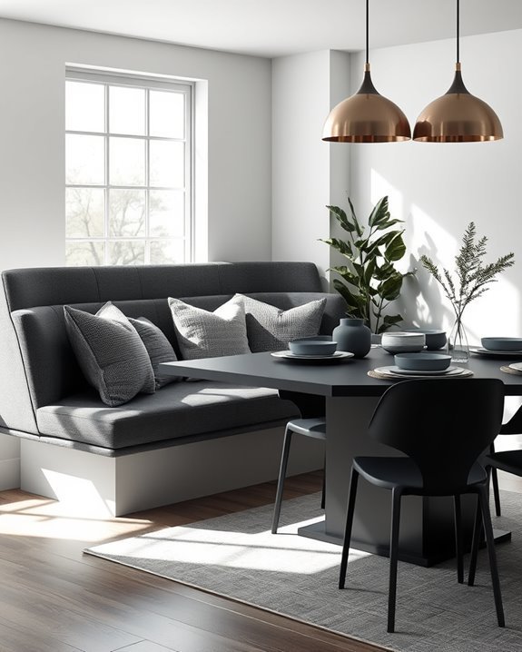 monochromatic modern banquette design