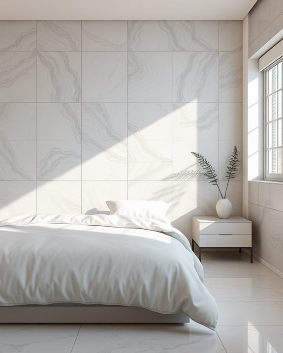 monochromatic tile bedroom elegance