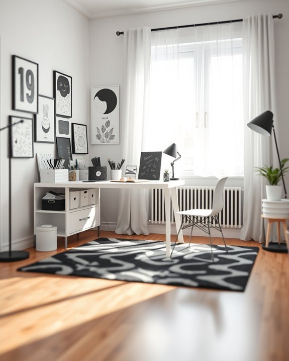 monochrome art supplies collection