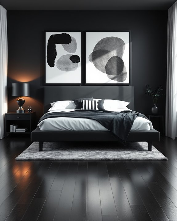 monochrome artwork enhances balance