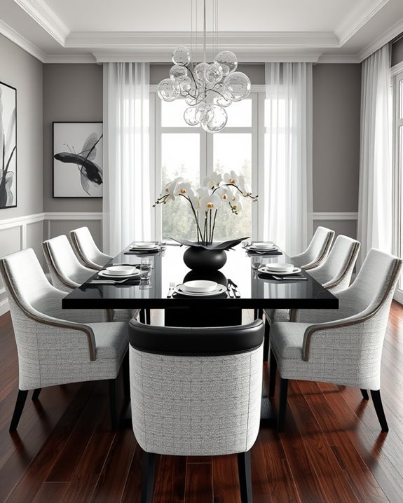 monochrome dining room elegance
