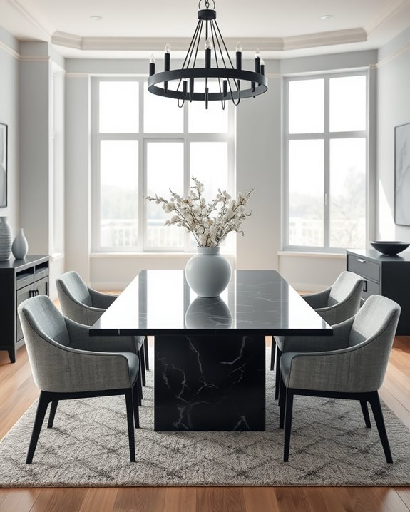 monochrome elegance in dining