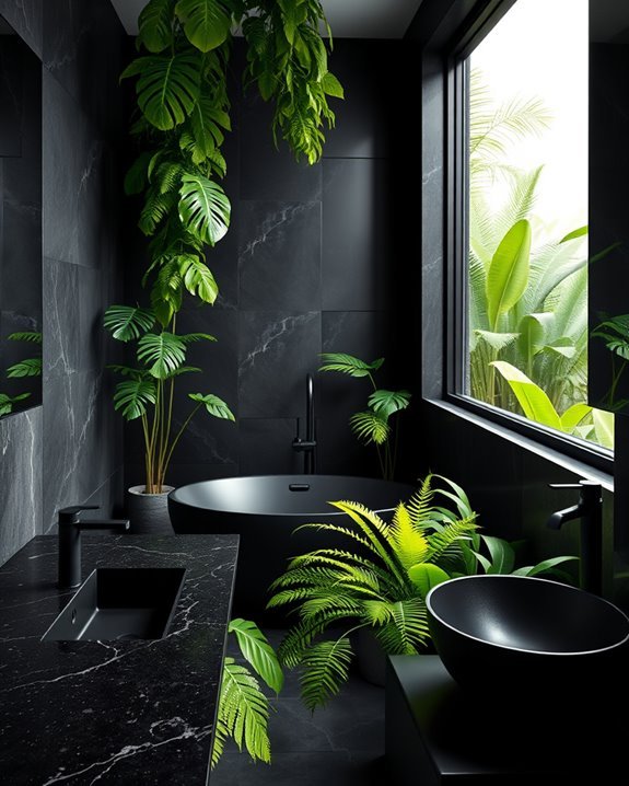 monochrome elegance with greenery