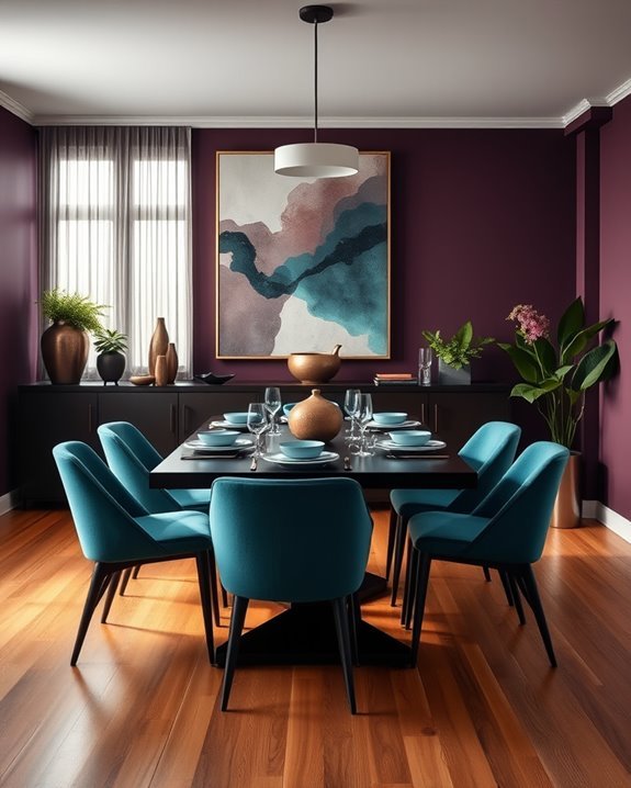 moody plum and teal transformation