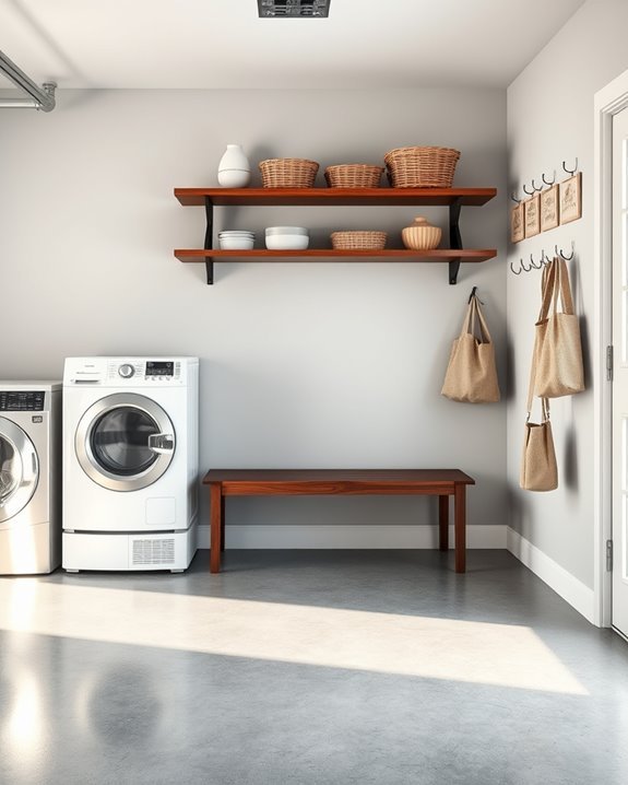 mudroom bench enhances organization