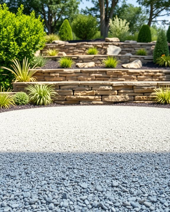 multi level gravel patio design