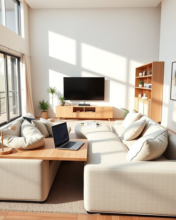 multifunctional sectional sofa workspace