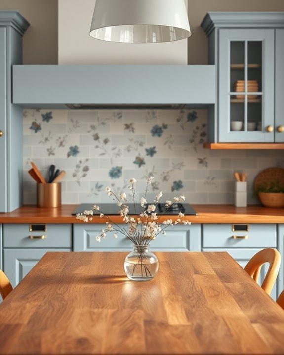 muted floral kitchen decor