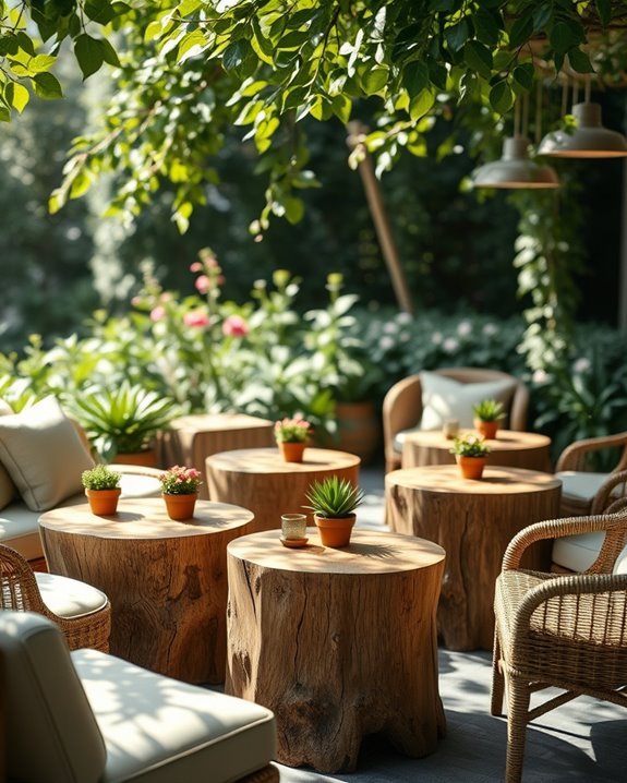 natural rustic outdoor tables