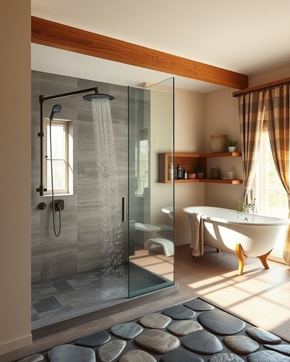 natural stone farmhouse showers