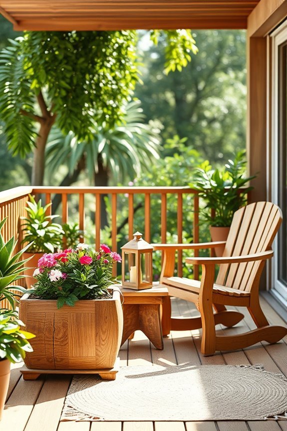 natural wood balcony decor