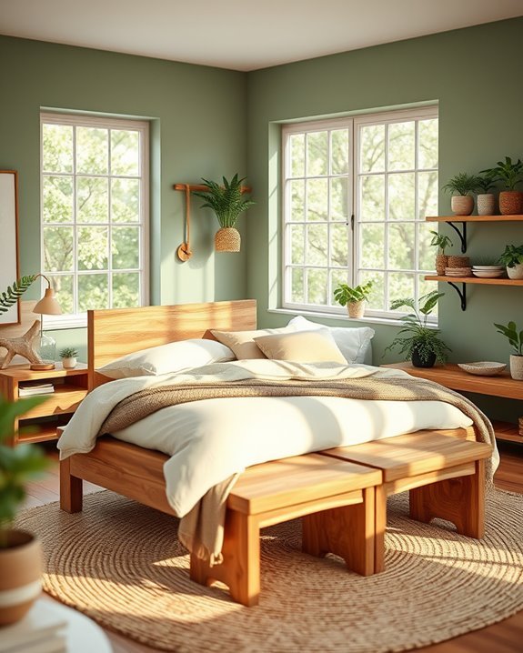 natural wood bedroom accents