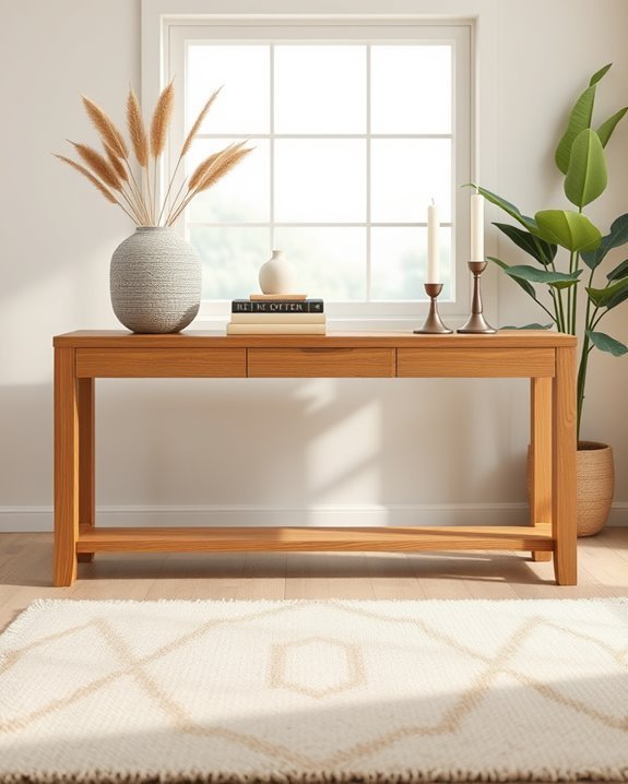 natural wood console table