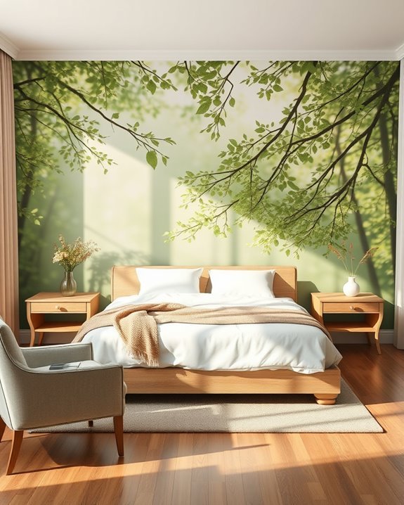 nature inspired bedroom mural