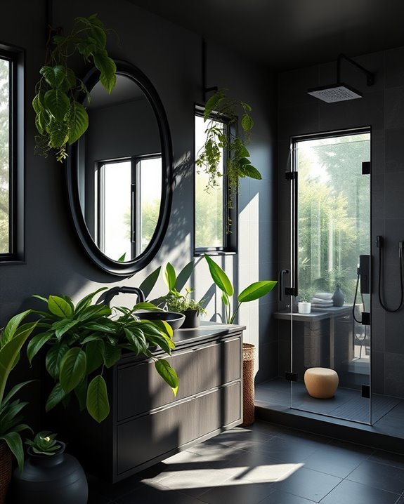 nature inspired black framed mirrors