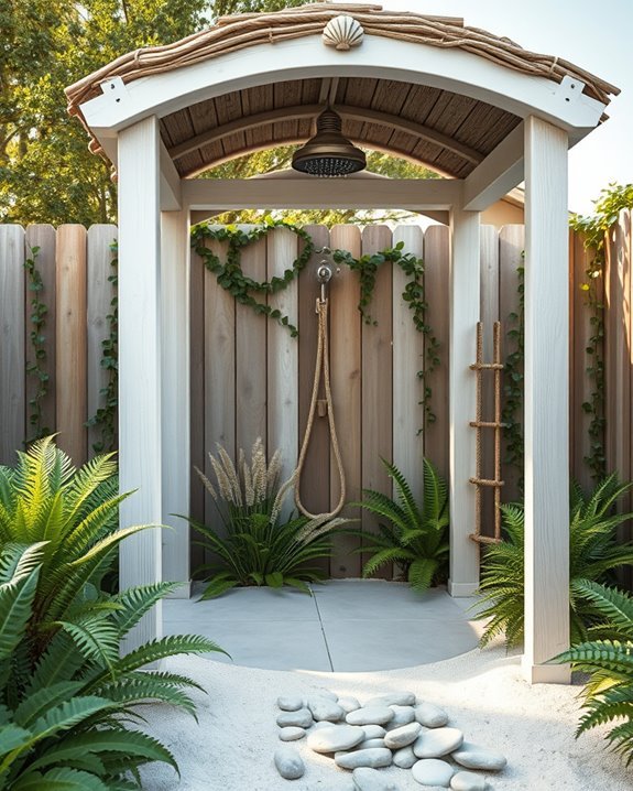 nautical beach shower sanctuary