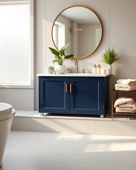 navy blue bathroom elegance