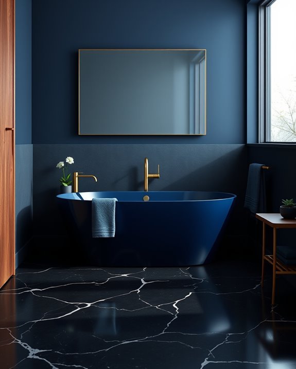 navy blue bathroom elegance