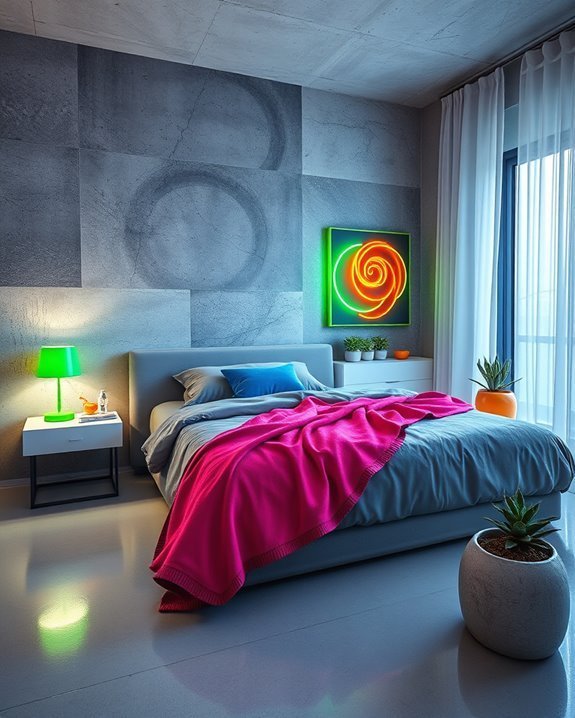 neon accents with concrete