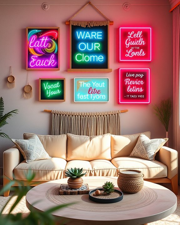 neon boho quote art