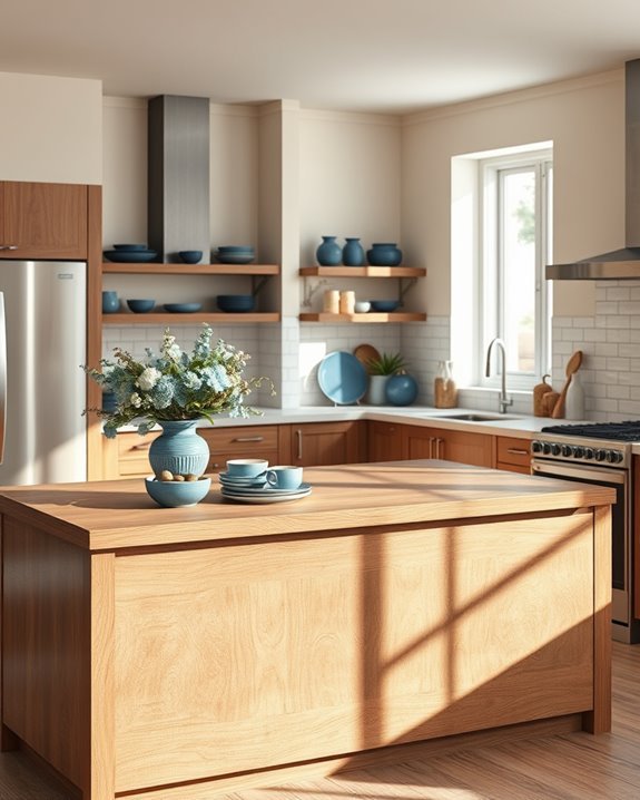 neutral walls blue accents