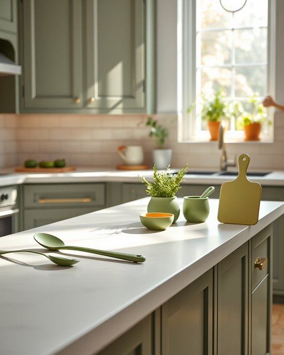 olive green kitchen utensils