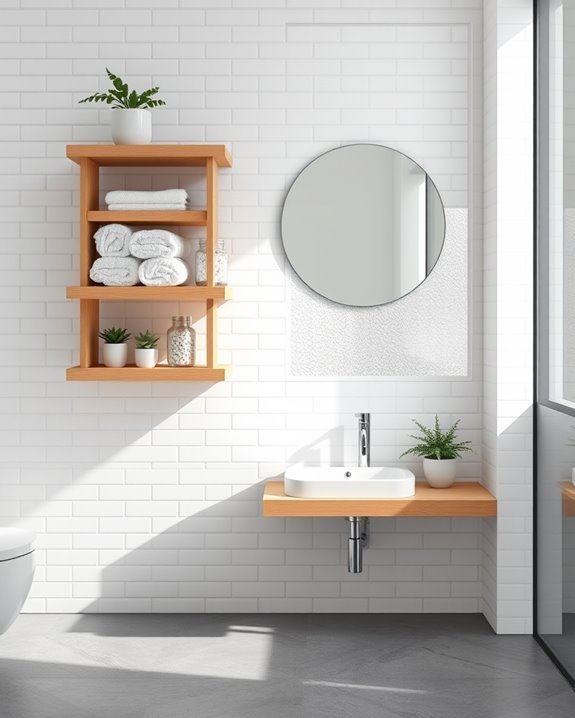 open shelving bathroom design