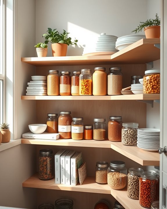 open shelving for convenience