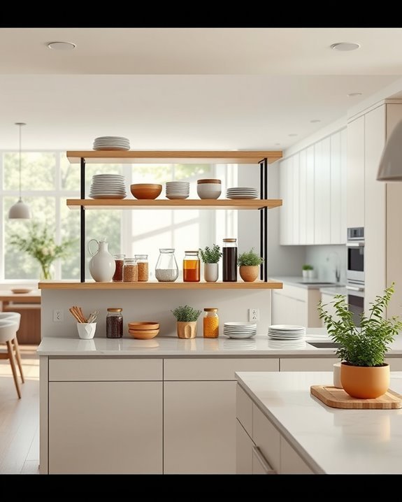 open shelving kitchen decor
