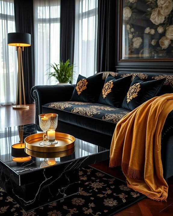 opulent black and gold textiles