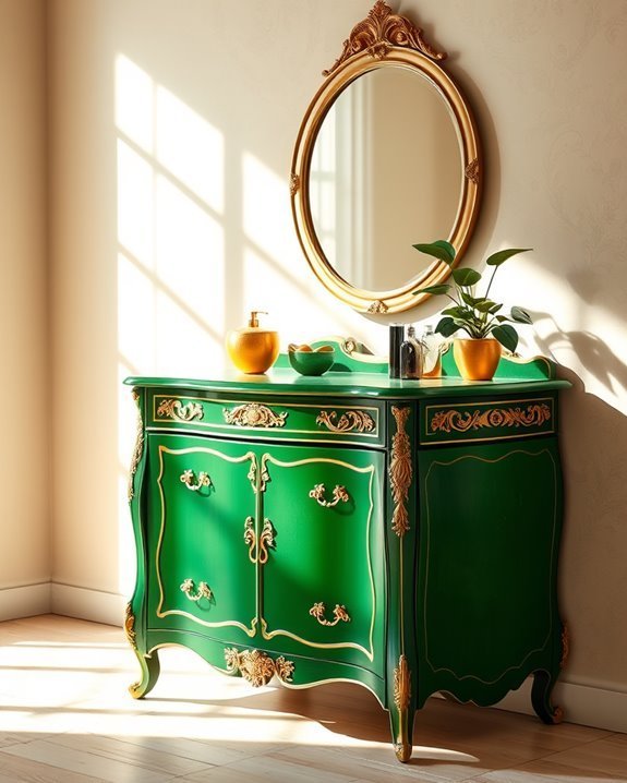 opulent green and gold vanity