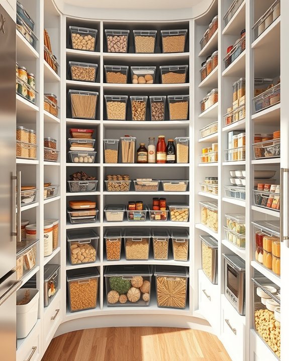 organize pantry with bins