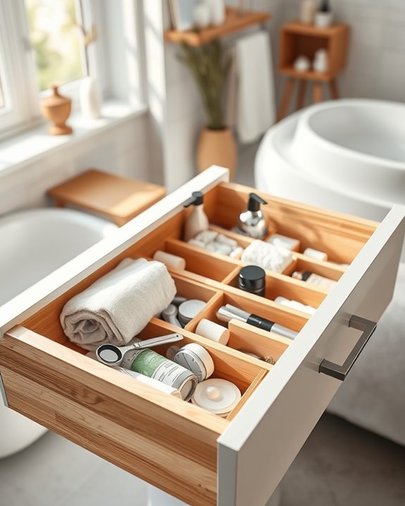 organized bathroom drawer dividers