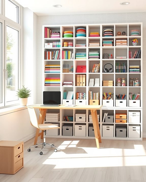 organized craft supply cubbies