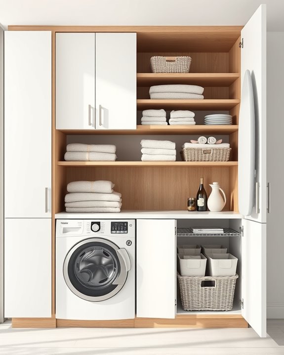 organized functional laundry cupboards