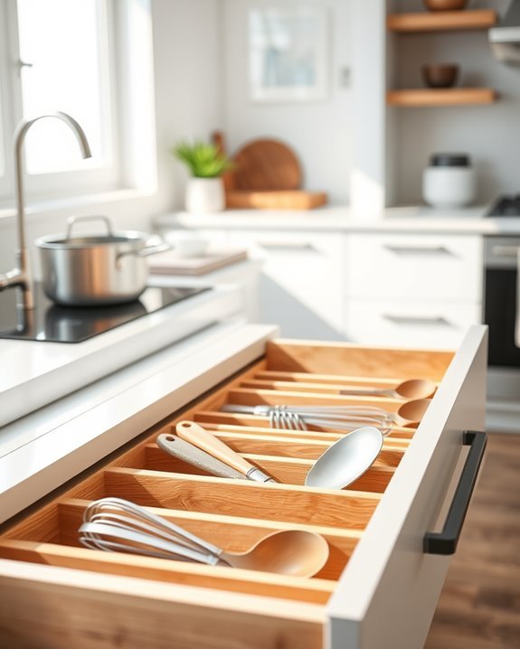 organized kitchen drawer dividers