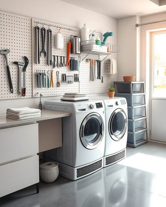 organized pegboard tool storage